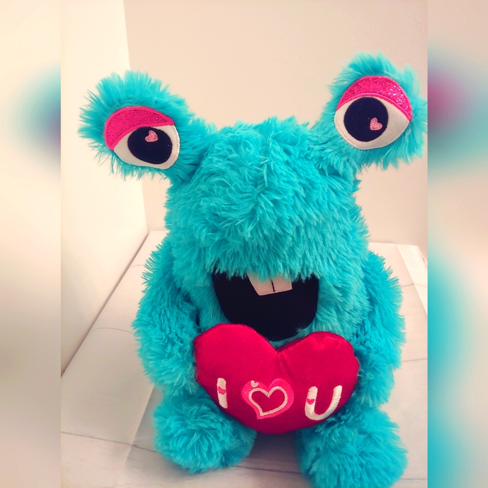 Dream blue teal monster Alien plush Valentine's Day I ❤ U Cute & adorable